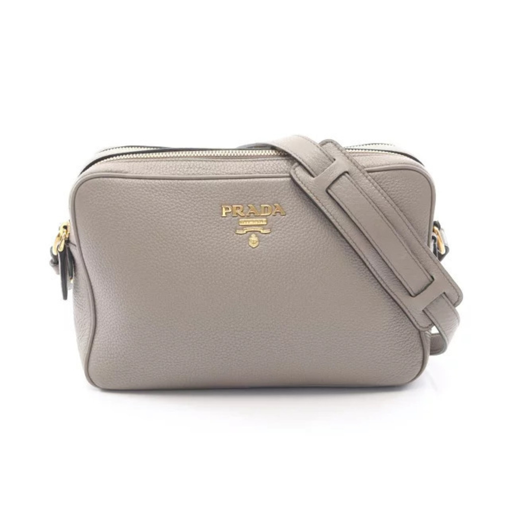 Prada Vitello Phenix Leather Shoulder Bag Beige Tan